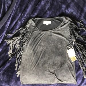 Vintage Havana Scoop Neck Fringed trim top